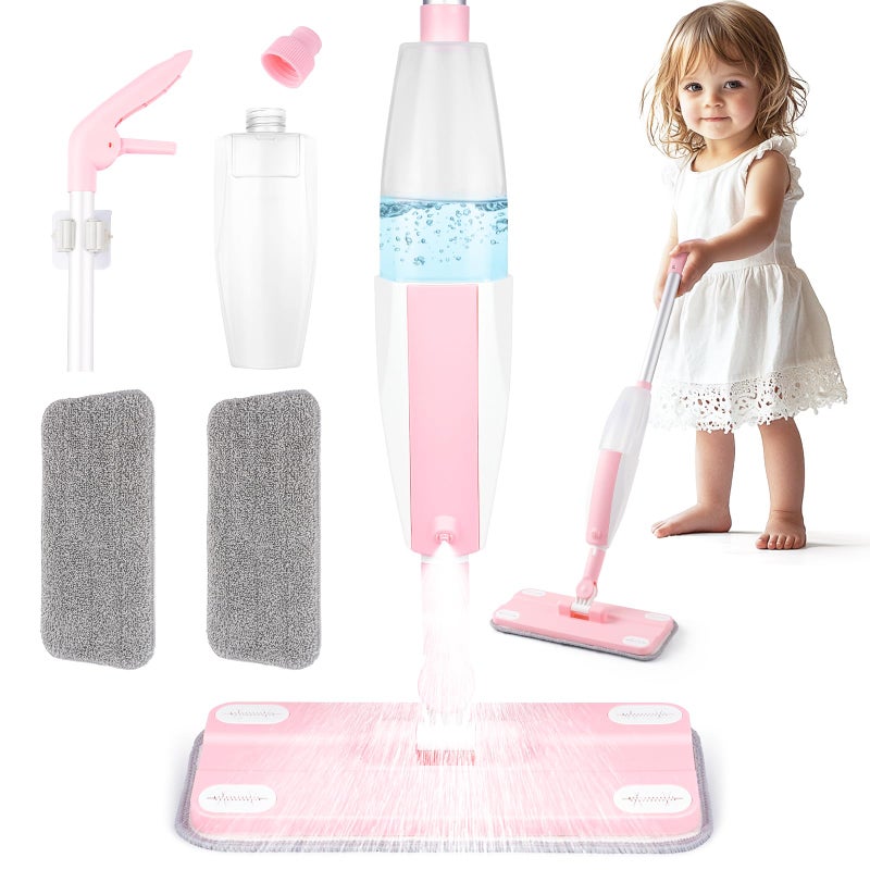 Yeeammk Pink Mini Spray Mop for Toddler-Girls Montessori Cleaning Toy That Real Spray Water,Pretend Playhouse Essentials for Girls Ages 3-8,Toddler Educational Housekeeping Set - Image 1